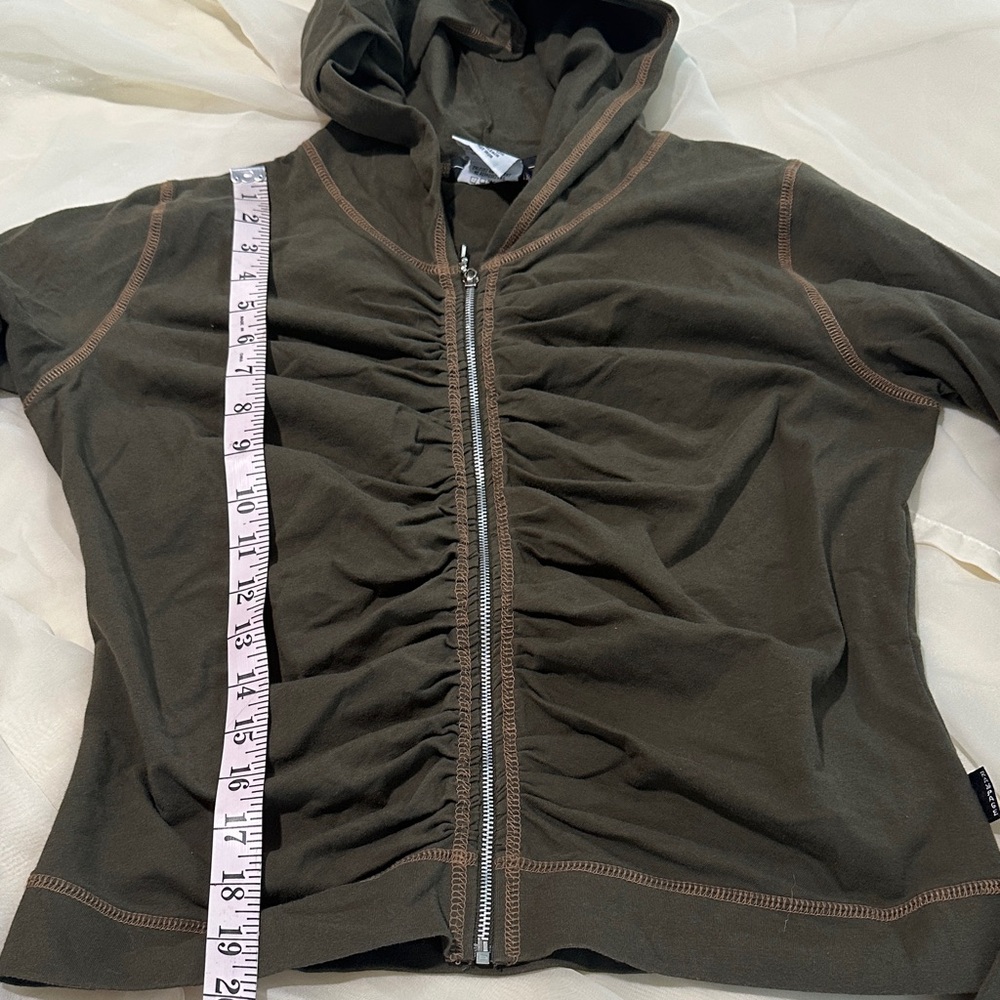 Rampage Olive Green Ruched Hoodie - Picture 7 of 12